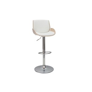 Tabouret de bar relevable blanc et bois clair vesper