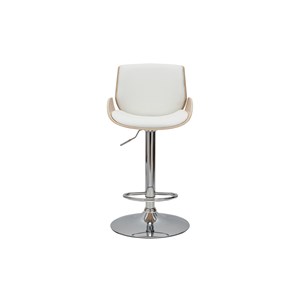 Tabouret de bar relevable blanc et bois clair vesper