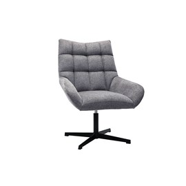 Fauteuil pivotant en tissu effet velours texuré gris et métal noir king