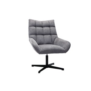 Fauteuil pivotant en tissu effet velours texuré gris et métal noir king