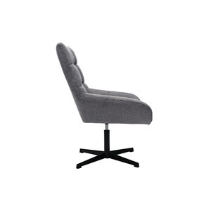 Fauteuil pivotant en tissu effet velours texuré gris et métal noir king