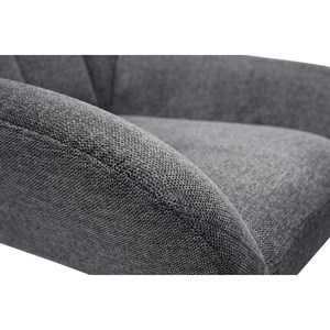 Fauteuil pivotant en tissu effet velours texuré gris et métal noir king