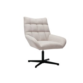 Fauteuil pivotant en tissu effet velours texuré beige et métal noir king