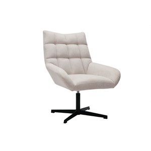 Fauteuil pivotant en tissu effet velours texuré beige et métal noir king