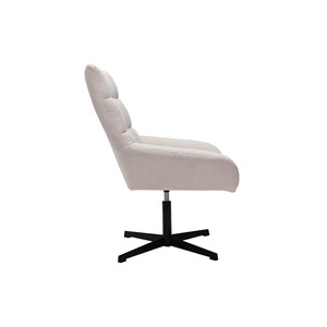 Fauteuil pivotant en tissu effet velours texuré beige et métal noir king