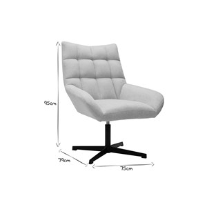 Fauteuil pivotant en tissu effet velours texuré beige et métal noir king