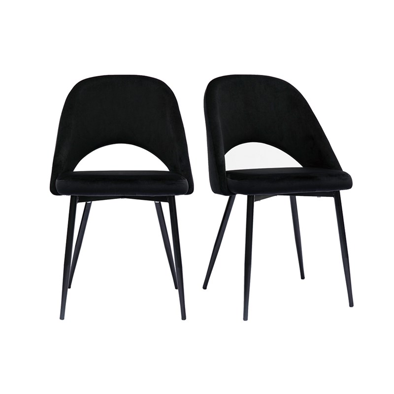 Chaises noires en tissu velours et métal (lot de 2) cosette