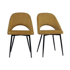 Chaises  en tissu velours bronze et métal noir (lot de 2) cosette