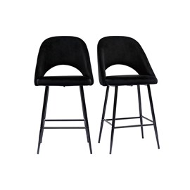 Tabourets de bar en velours noir et métal h65 cm (lot de 2) cosette