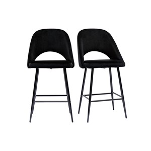 Tabourets de bar en velours noir et métal h65 cm (lot de 2) cosette