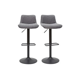 Tabourets de bar réglables pivotants tissu effet velours gris (lot de 2) boost
