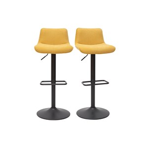 Tabourets de bar pivotants tissu effet velours jaune moutarde (lot de 2) boost