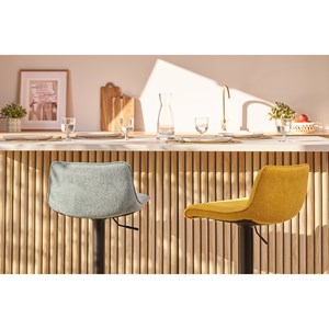 Tabourets de bar pivotants tissu effet velours jaune moutarde (lot de 2) boost