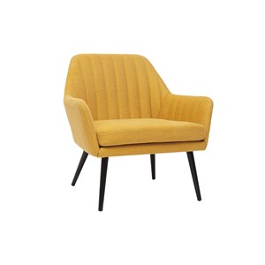 Fauteuil en tissu effet velours texturé jaune moutarde et métal noir gaston