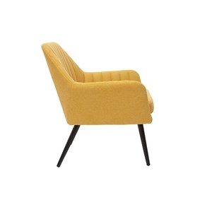 Fauteuil en tissu effet velours texturé jaune moutarde et métal noir gaston