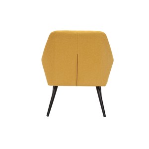 Fauteuil en tissu effet velours texturé jaune moutarde et métal noir gaston