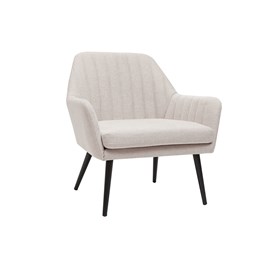 Fauteuil en tissu effet velours texturé beige et métal noir gaston