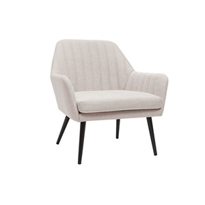 Fauteuil en tissu effet velours texturé beige et métal noir gaston