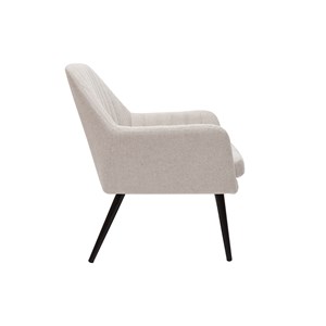 Fauteuil en tissu effet velours texturé beige et métal noir gaston