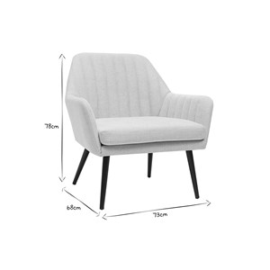 Fauteuil en tissu effet velours texturé beige et métal noir gaston