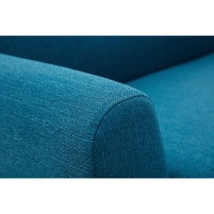 Canapé 2 places en tissu bleu canard et bois clair pure