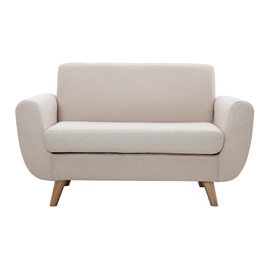 Canapé 2 places en tissu beige et bois clair pure