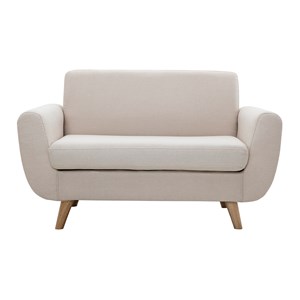 Canapé 2 places en tissu beige et bois clair pure
