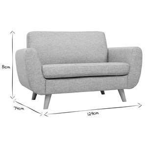 Canapé 2 places en tissu beige et bois clair pure