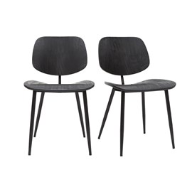 Chaises noire en bois noir et métal (lot de 2) tobias