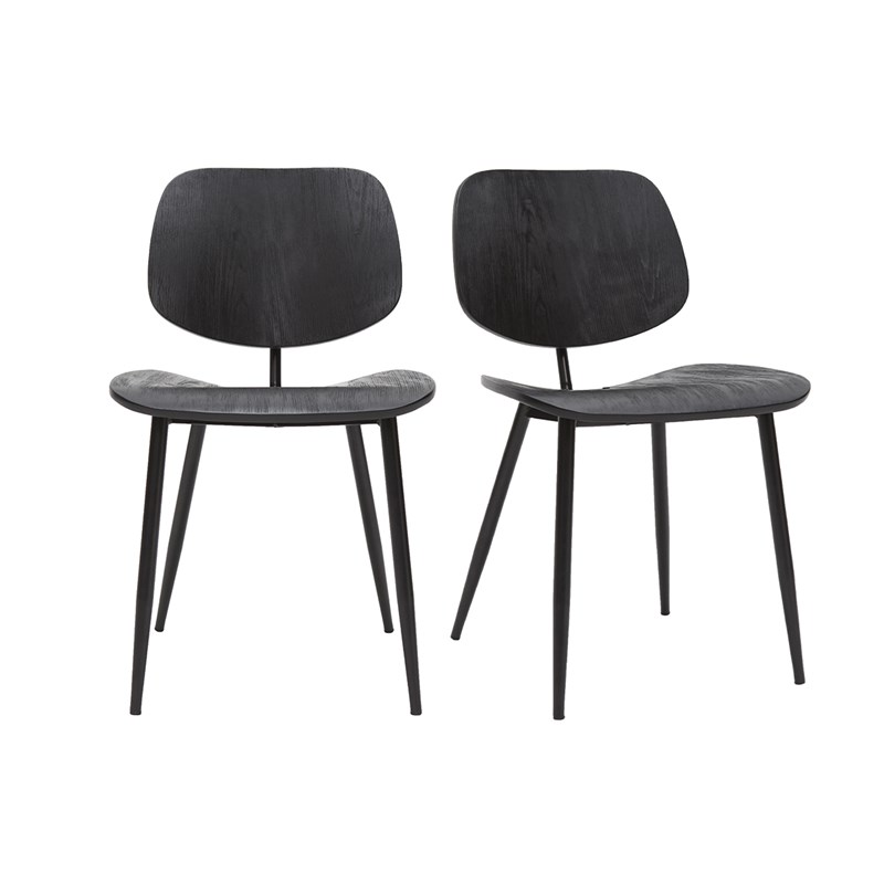 Chaises noire en bois noir et métal (lot de 2) tobias