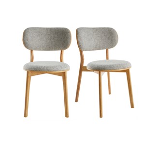Chaises en tissu gris clair et bois clair massif (lot de 2) fauvette