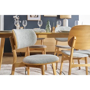 Chaises en tissu gris clair et bois clair massif (lot de 2) fauvette