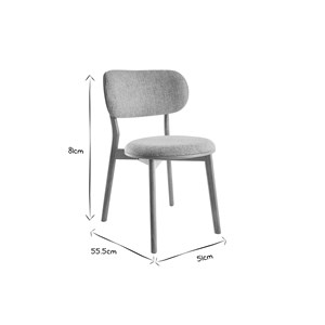 Chaises en tissu gris clair et bois clair massif (lot de 2) fauvette