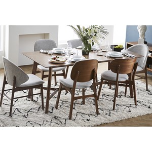 Chaises en tissu gris clair et bois foncé noyer (lot de 2) fauvette