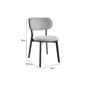 Chaises en tissu gris clair et bois foncé noyer (lot de 2) fauvette