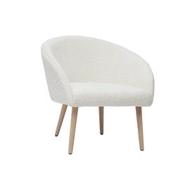 Fauteuil en tissu effet laine bouclée blanc cassé et bois clair olivia