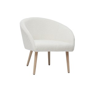 Fauteuil en tissu effet laine bouclée blanc cassé et bois clair olivia