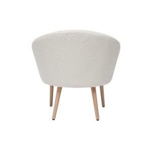 Fauteuil en tissu effet laine bouclée blanc cassé et bois clair olivia