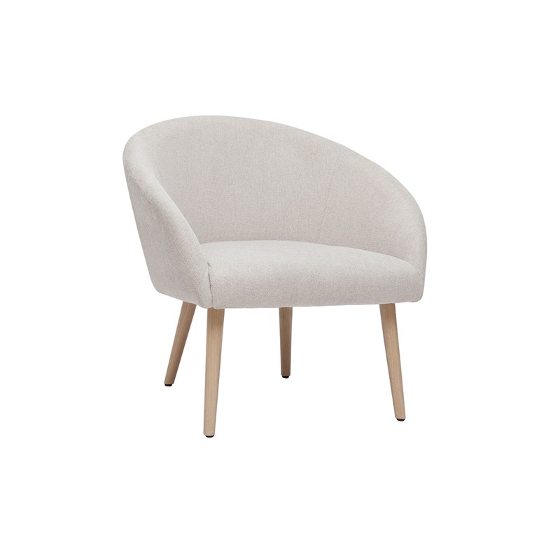 Fauteuil en tissu effet velours texturé beige et bois clair olivia