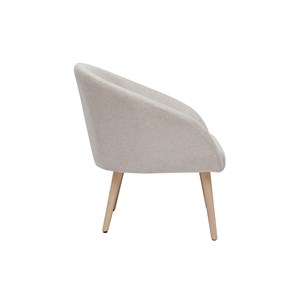 Fauteuil en tissu effet velours texturé beige et bois clair olivia
