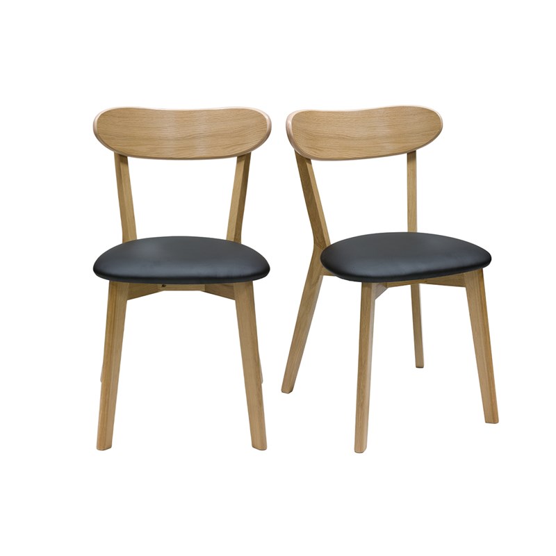 Chaises en bois clair chêne et noir (lot de 2) dove