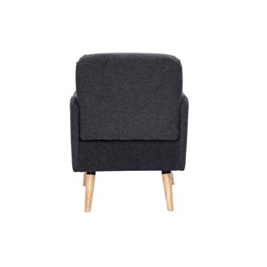 Fauteuil en tissu effet velours texturé gris foncé et bois clair isko