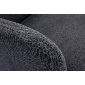 Fauteuil en tissu effet velours texturé gris foncé et bois clair isko