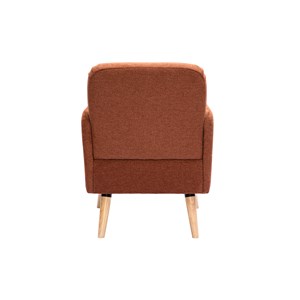 Fauteuil en tissu effet velours texturé terre brûlée et bois clair isko
