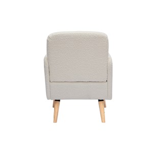Fauteuil en tissu effet laine bouclée blanc cassé et bois clair isko
