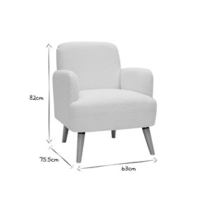 Fauteuil en tissu effet laine bouclée blanc cassé et bois clair isko