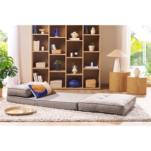 Chauffeuse 1 place convertible en tissu gris chiné sally