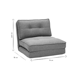 Chauffeuse 1 place convertible en tissu gris chiné sally