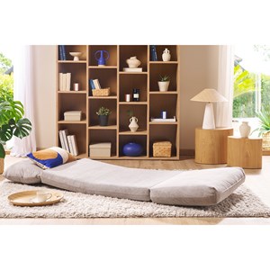 Chauffeuse 1 place convertible en tissu velours côtelé gris clair spencer