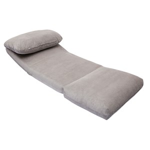 Chauffeuse 1 place convertible en tissu velours côtelé gris clair spencer